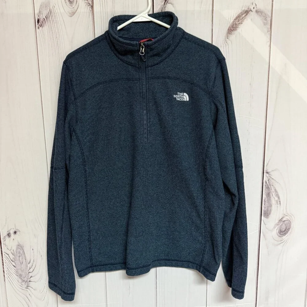 The North Face Mens Cap Rock 1/4 Zip‎ Pullover Medium Navy Heather EUC